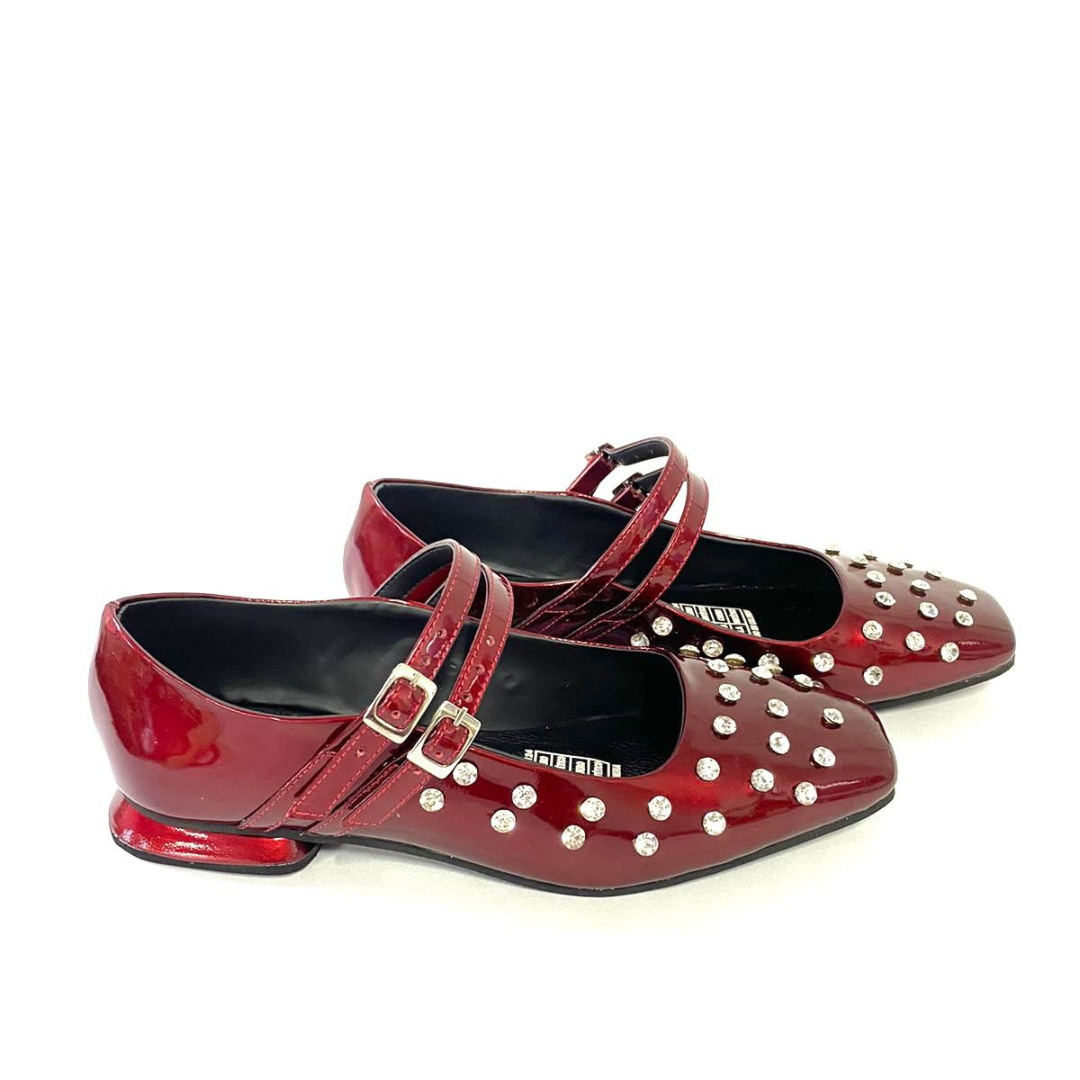 CALZADO CACHATINA - SANDALIA BALETA MUJER - PHAZE - CUERO CHAROL ROJO SANGRE TORO