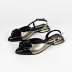 CALZADO CACHATINA - ZUECO MUJER - ELVA 2 - CUERO LUNA LISO X CHAROL NEGRO