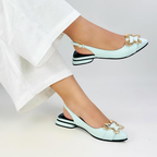 CALZADO CACHATINA - ZUECO MUJER - KADEISHA - CUERO BAMBY CELESTE