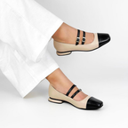CALZADO CACHATINA - SANDALIA BALETA MUJER - MAVY - CUERO TAUPE X NEGRO