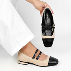 CALZADO CACHATINA - SANDALIA BALETA MUJER - MAVY - CUERO TAUPE X NEGRO
