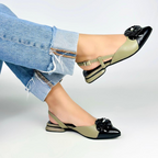 CALZADO CACHATINA - ZUECO MUJER - EMMA - CUERO VERDE OLIVA X NEGRO