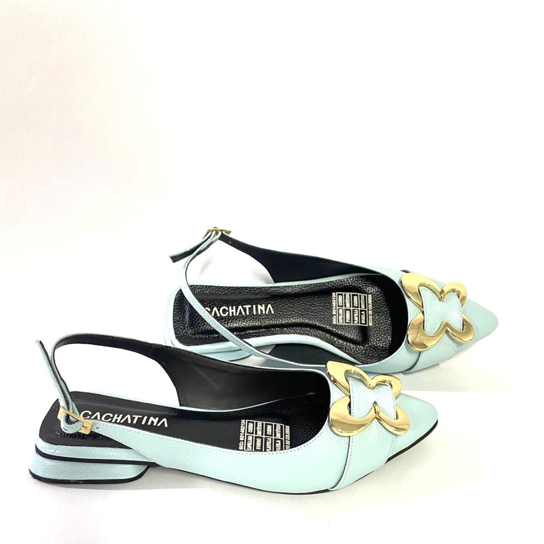 CALZADO CACHATINA - ZUECO MUJER - KADEISHA - CUERO BAMBY CELESTE