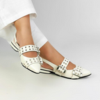 CALZADO CACHATINA - SANDALIA BALETA MUJER - YUNA - CUERO CHAROL TALCO X NEGRO