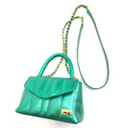 BOLSO CACHATINA - CITY BAG - CUERO VERDE METALIZADO - CALZADO CACHATINA