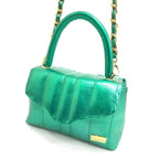 BOLSO CACHATINA - CITY BAG - CUERO VERDE METALIZADO - CALZADO CACHATINA