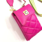 BOLSO CACHATINA - TRIXIE BAG - CUERO FUCSIA (RIATA VERDE X TAUPE)