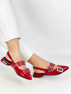 CALZADO CACHATINA - SANDALIA BALETA MUJER - YUNA - CUERO CHAROL ROJO