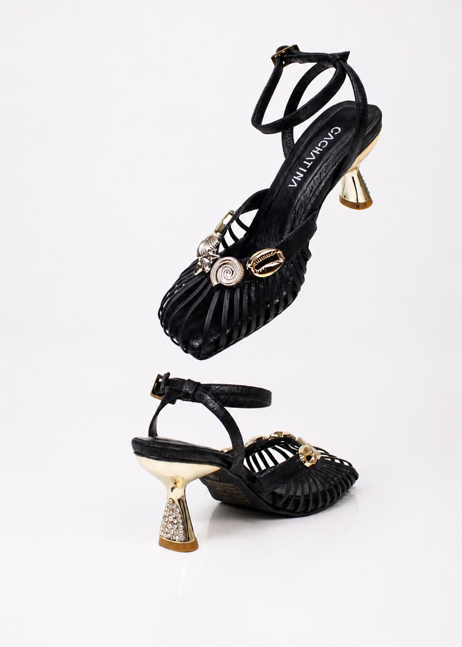 ESTILETO POSE - FOLIA NEGRO ARRUGADA - ALTURA 5.5