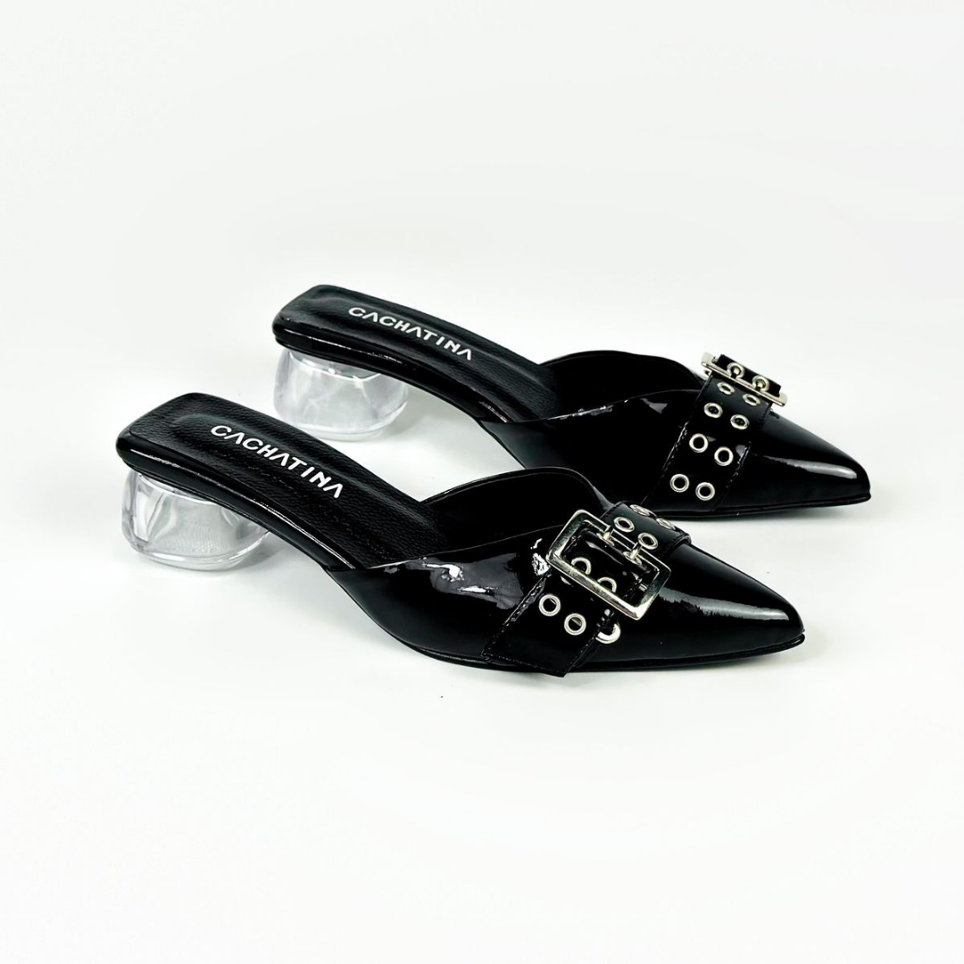 ROXEL - CALZADO CACHATINA - ESTILETO MUJER - CHAROL NEGRO - TACON 3.5 (5 CM)