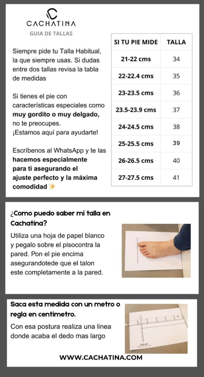 GUIA DE TALLAS CACHATINA