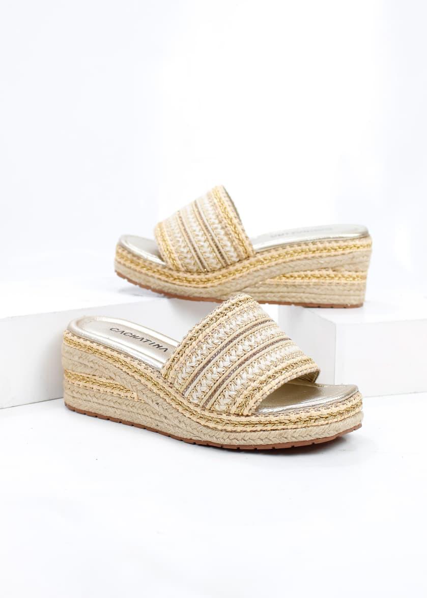PLATAFORMA DOSLIN STORE - DORADO X YUTE - ALTURA 5.5 (7 CM) - CALZADO CACHATINA