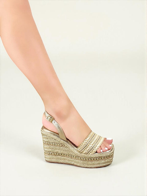 PLATAFORMA BARCELONA STORE - FEDERICA DORADO X YUTE - ALTURA 7.5 (12 CM) - CALZADO CACHATINA