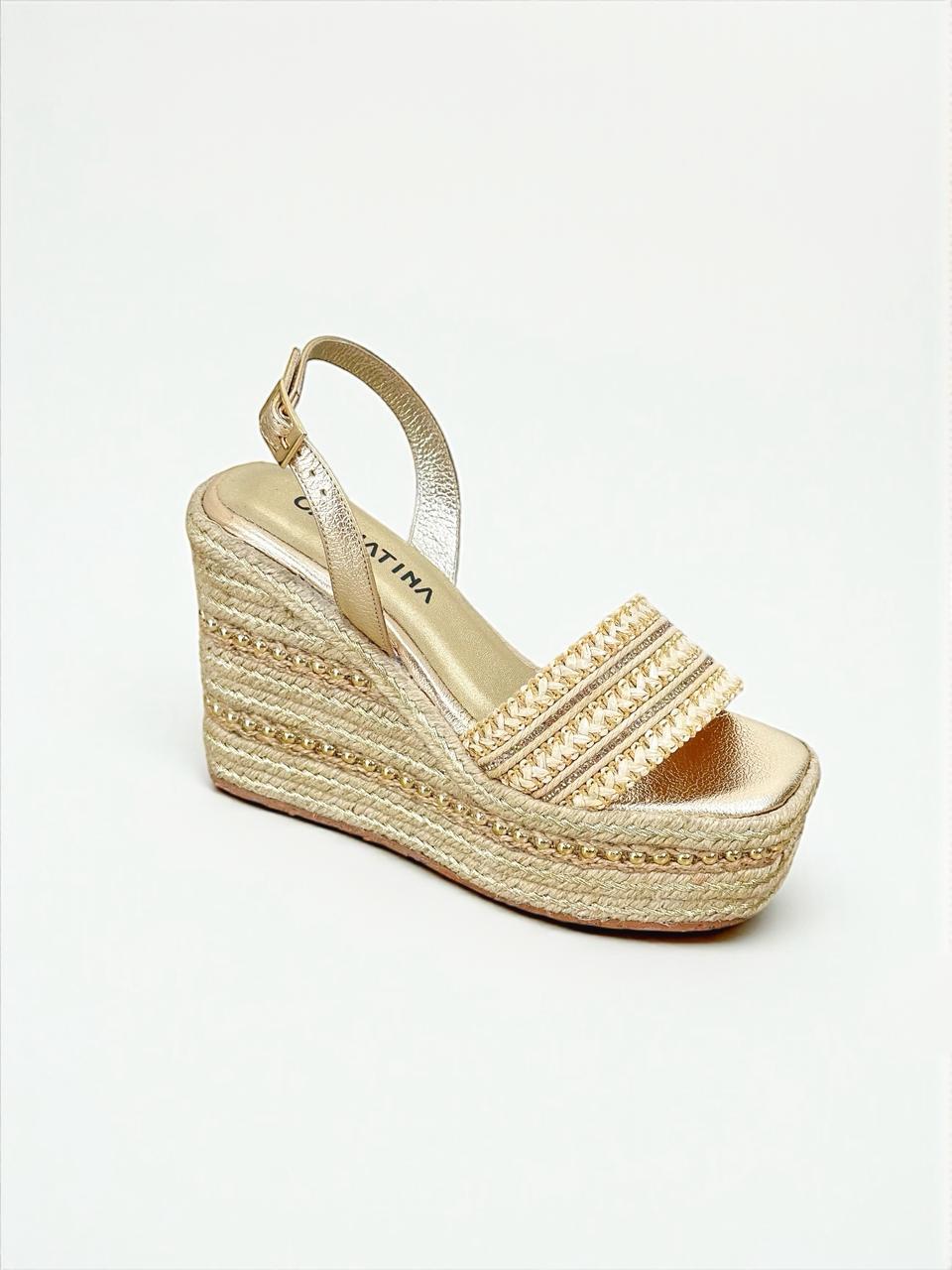PLATAFORMA BARCELONA STORE - FEDERICA DORADO X YUTE - ALTURA 7.5 (12 CM) - CALZADO CACHATINA