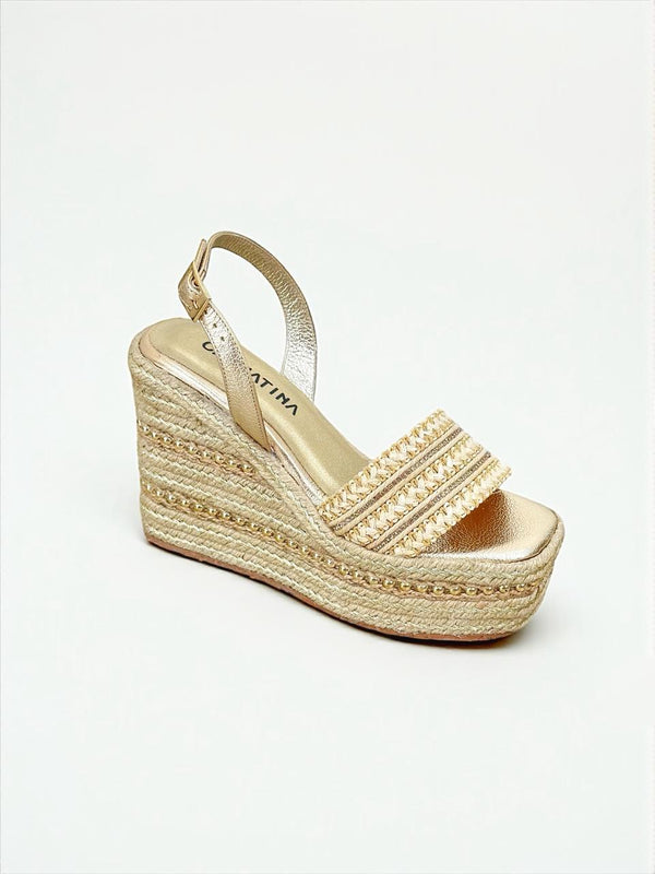 PLATAFORMA BARCELONA STORE - FEDERICA DORADO X YUTE - ALTURA 7.5 (12 CM) - CALZADO CACHATINA