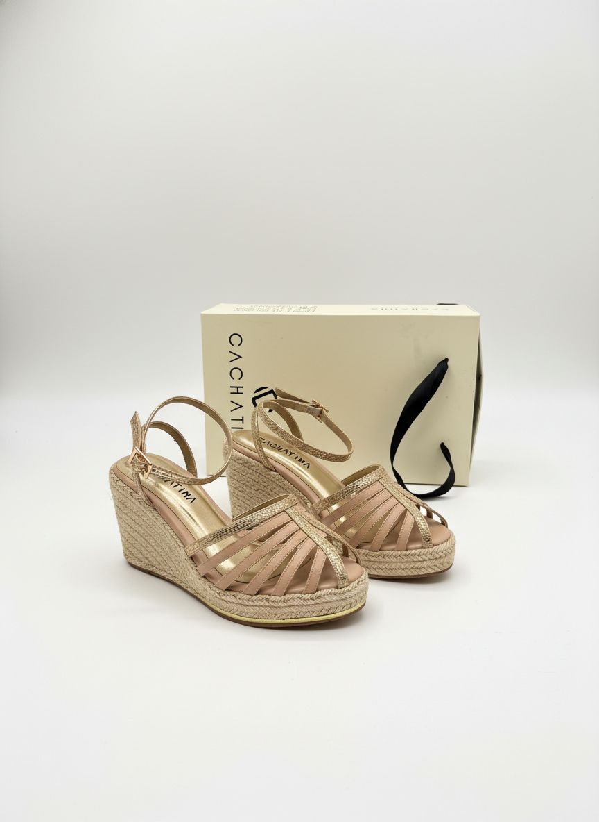 PLATAFORMA CAIRO - FOLIA ORO DOLLAR X FRAPPE - ALTURA 7.5 (10 CM) - CALZADO CACHATINA