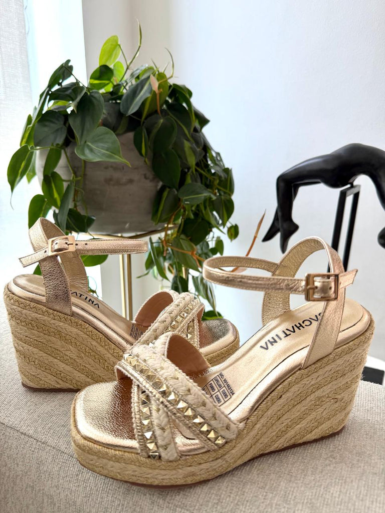 PLATAFORMA ITZA - FEDERICA DORADO X YUTE - ALTURA 7.5 (12 CM) - CALZADO CACHATINA