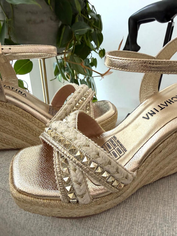 PLATAFORMA ITZA - FEDERICA DORADO X YUTE - ALTURA 7.5 (12 CM) - CALZADO CACHATINA