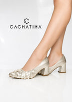 PUMPS ALOHA - BAMBIE DORADO - ALTURA 3.5