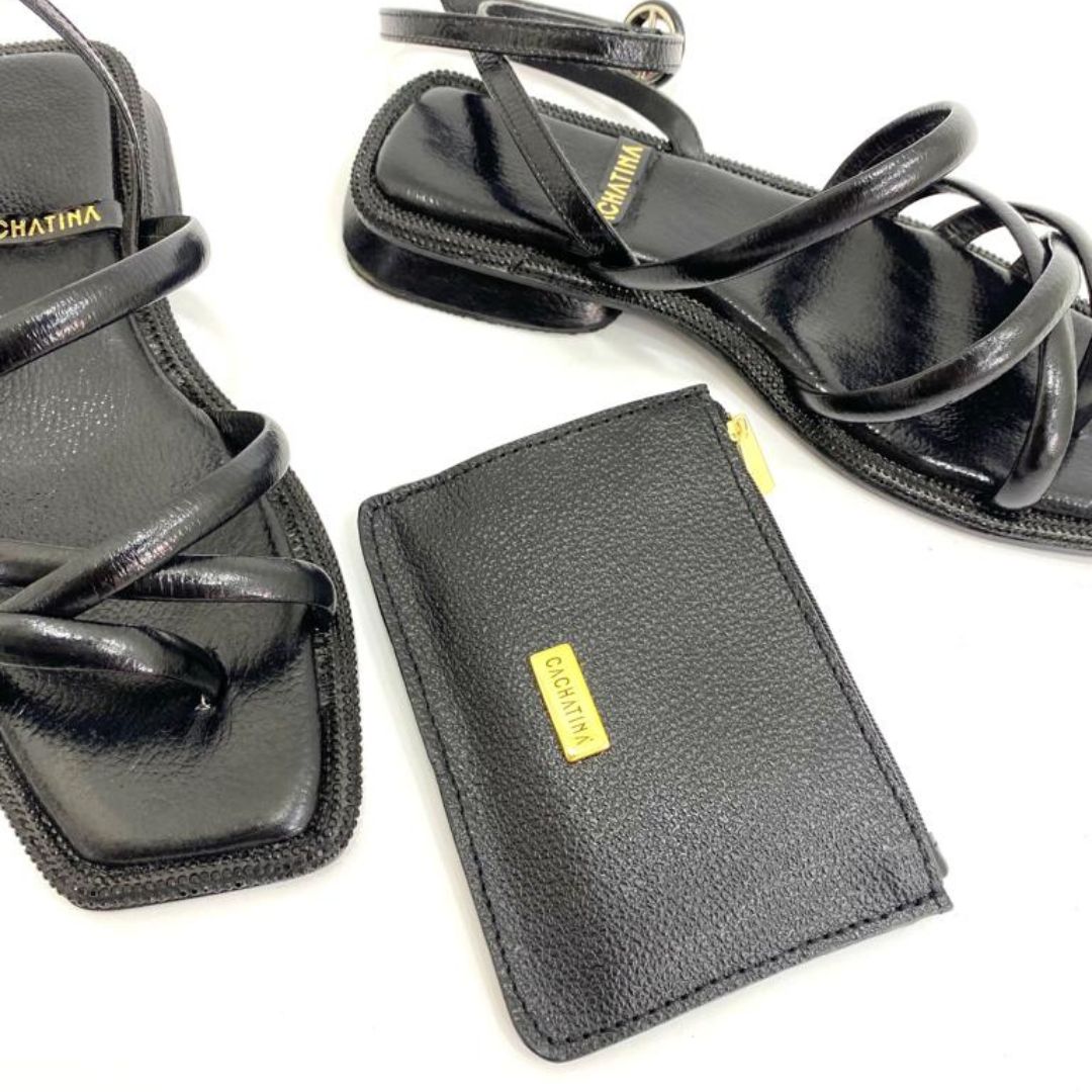 PORTA TARJETA CACHATINA - EGO - CUERO NEGRO