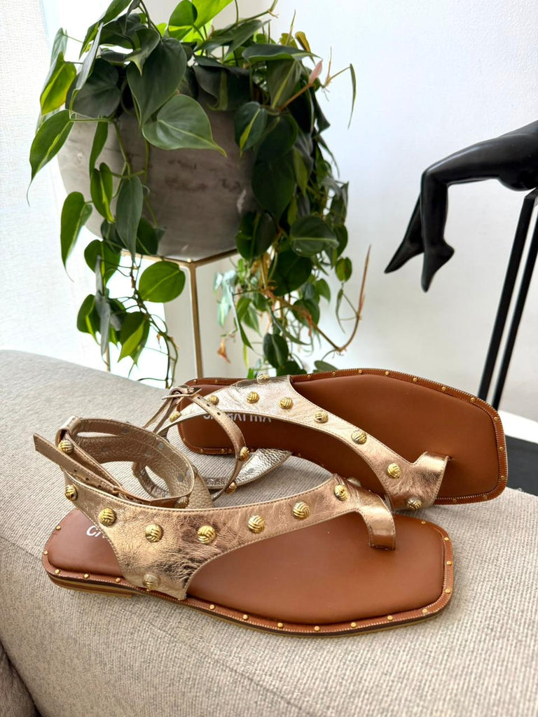 SANDALIA GOYANG - FOLIA LUMY DORADO X MIEL - TACON 1.5 (1,5 CM) - CALZADO CACHATINA