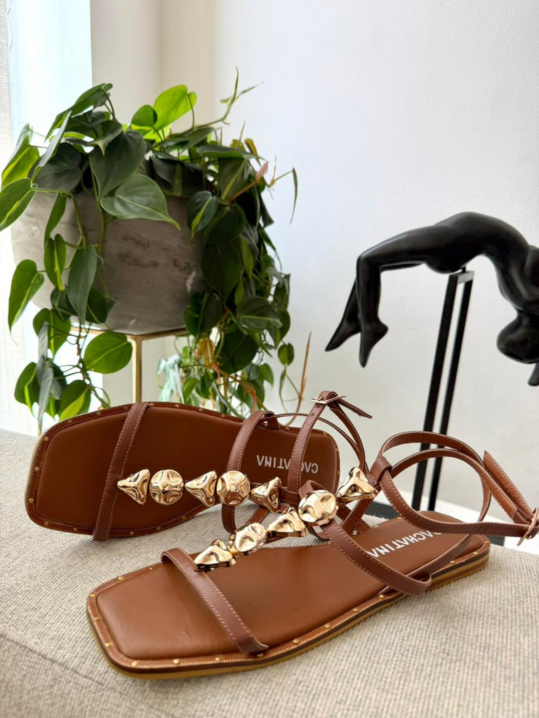 SANDALIA SPLIT - PRIMAVERA CHOCOLA X MIEL - TACON 1.5 (1,5 CM) - CALZADO CACHATINA