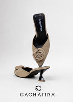 STILETO VELA - GAMUZA ARENA X NEGRO - ALTURA 5.5 (8 CM)