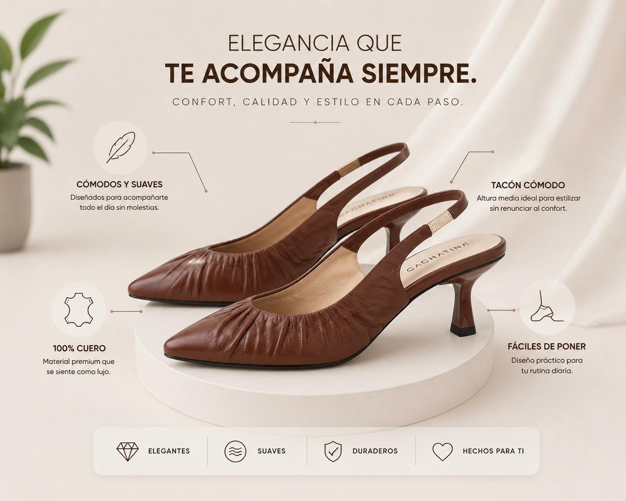 STILETO BERLIN - CONFECCION AVELLANA - ALTURA 5.5 (8 CM) - CALZADO CACHATINA