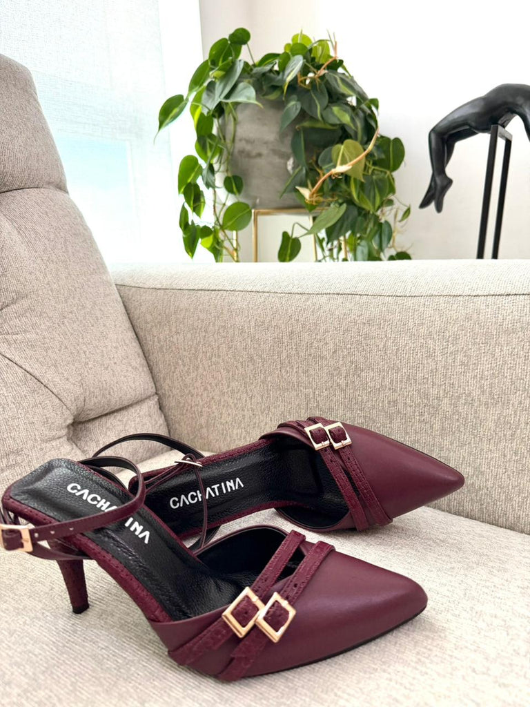 STILETO BURSA - CONFECICON BORGOÑA X DOLLAR BORGOÑA - ALTURA 7.5 (10 CM) - CALZADO CACHATINA