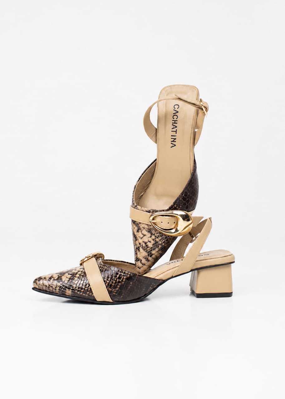 STILETO COWPRINT - CULEBRA CHOCOLATE/ PRIMAVERA FRAPPE - ALTURA 3.5 (5 CM) - CALZADO CACHATINA