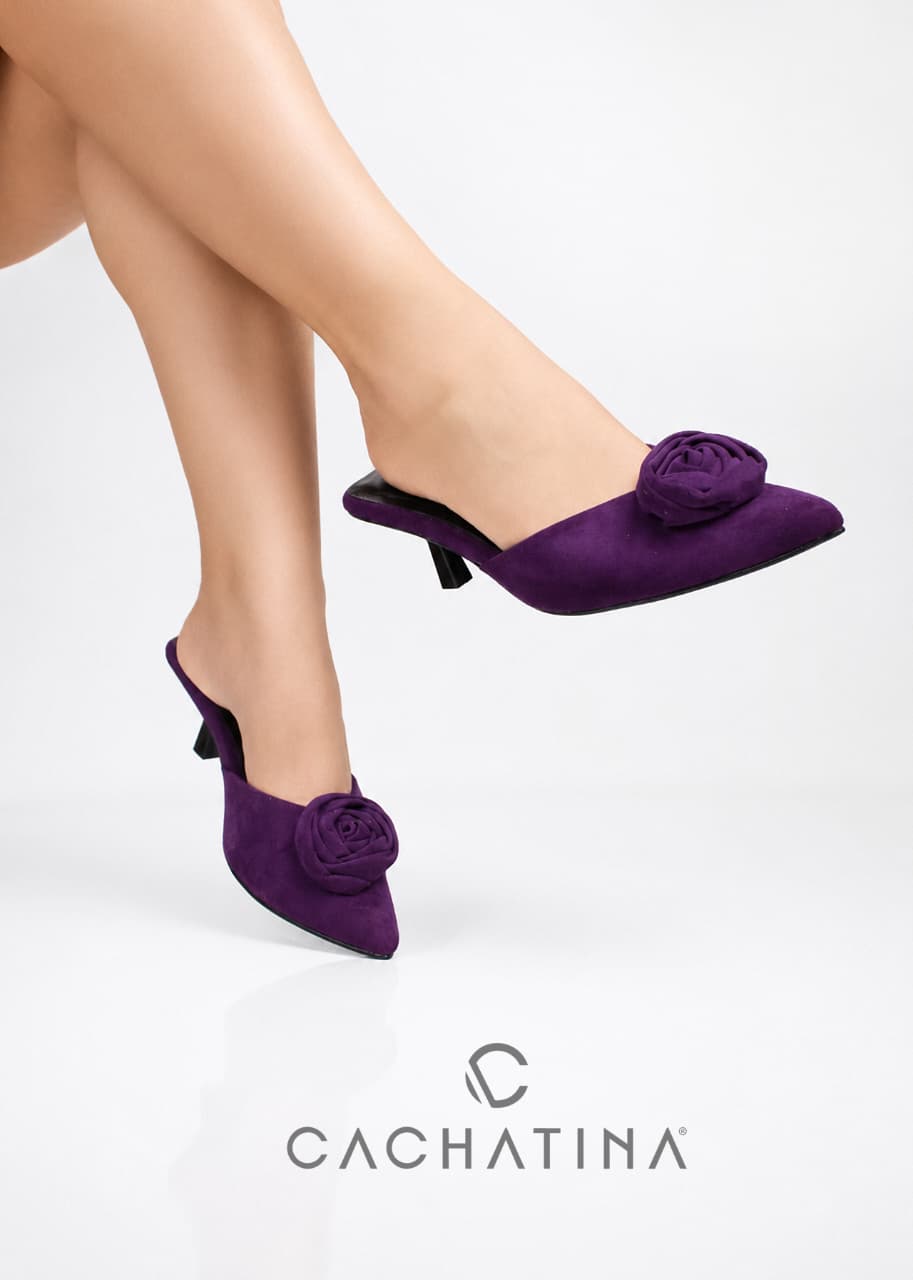 STILETO IRIS - GAMUZA MORADA - ALTURA 3.5 - CALZADO CACHATINA
