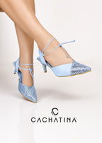 STILETO VARNA - PRIMAVERA AZUL AURA X FOLIA DOLLAR AURA - ALTURA 5.5 (7,5 CM) - CALZADO CACHATINA