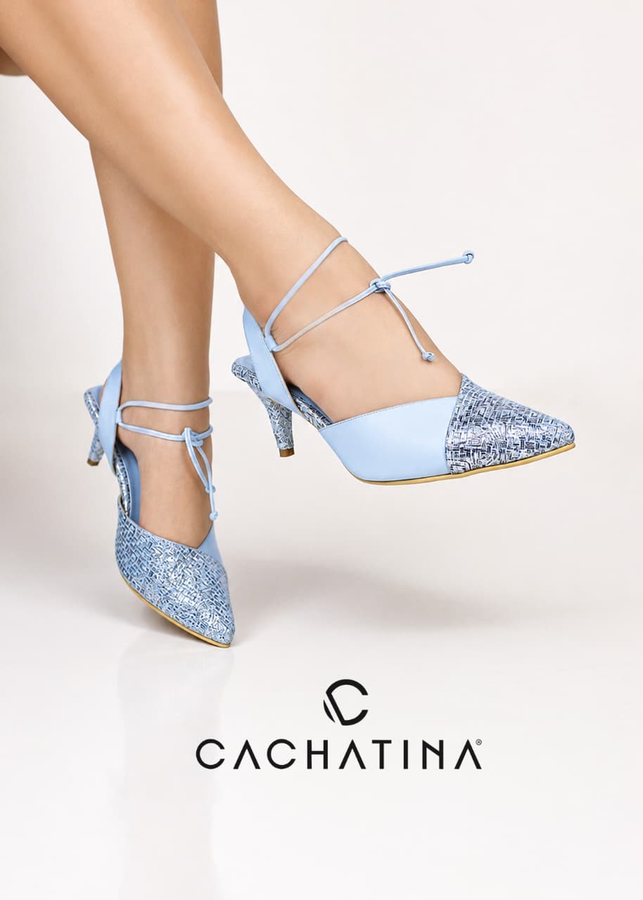 STILETO VARNA - PRIMAVERA AZUL AURA X FOLIA DOLLAR AURA - ALTURA 5.5 (7,5 CM) - CALZADO CACHATINA