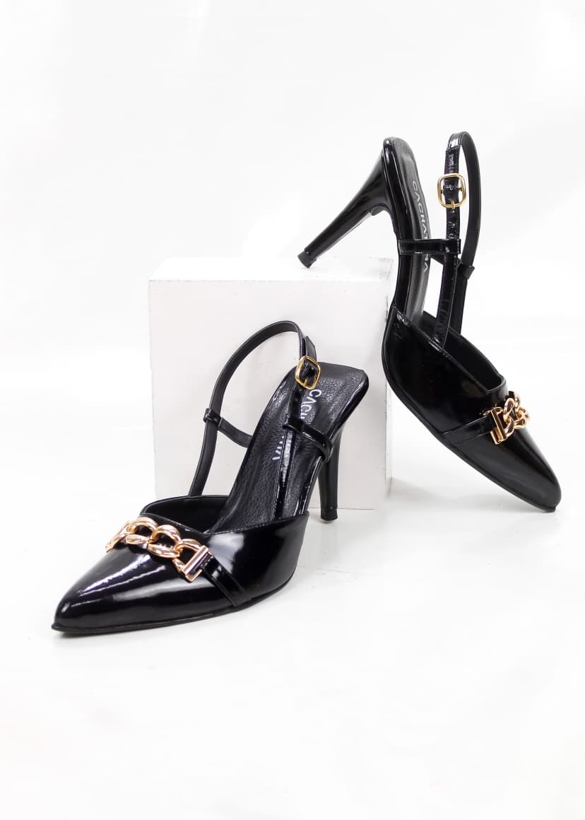STILETO LILIANE - CHAROL NEGRO - ALTURA 7.5 (10 CM) - CALZADO CACHATINA