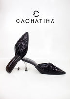 STILETO NYX - CAPELLADA NEGRA X BAMBIE NEGRO  - ALTURA 5.5 (8 CM) - CALZADO CACHATINA
