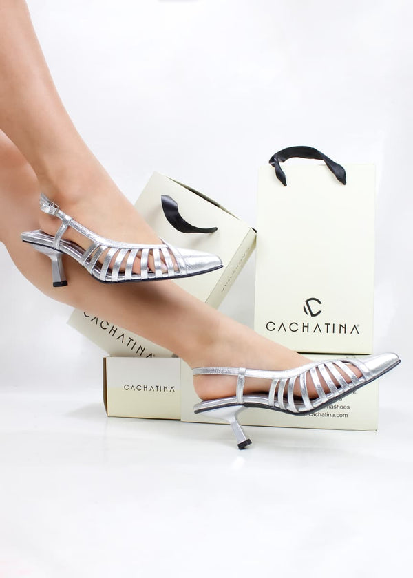 STILETO PADUA - BAMBIE PLATEADO - ALTURA 5.5 (8 CM) - CALZADO CACHATINA