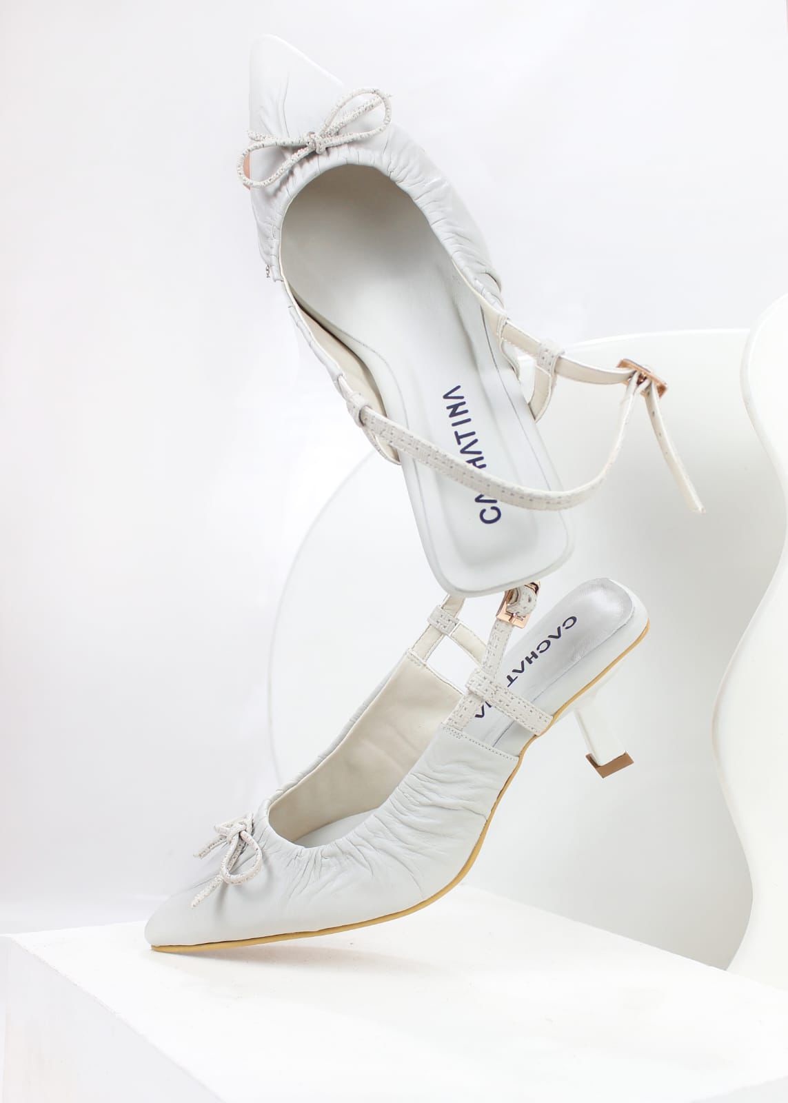 STILETO SANTORINI - CONFECCION PERLA GLACIAL - ALTURA 5.5 (8 CM) - CALZADO CACHATINA