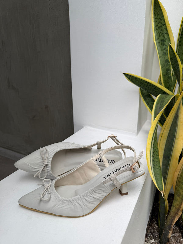 STILETO SANTORINI - CONFECCION PERLA GLACIAL - ALTURA 5.5 (8 CM) - CALZADO CACHATINA