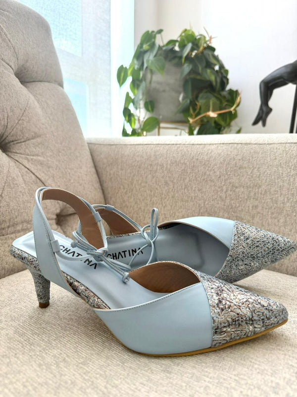 STILETO VARNA - PRIMAVERA AZUL AURA X FOLIA DOLLAR AURA - ALTURA 5.5 (7,5 CM) - CALZADO CACHATINA