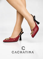 STILETO ZAYA - CONFECCION BORGOÑA - ALTURA 5.5 (8 CM) - CALZADO CACHATINA