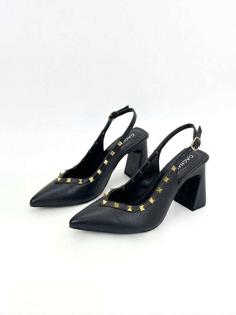 STILETO MUSCAT - CUERO NEGRO - ALTURA 7.5 (10 CM) - CALZADO CACHATINA