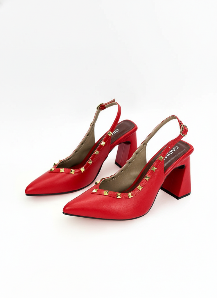 STILETO MUSCAT - CUERO ROJO - ALTURA 7.5 (10 CM) - CALZADO CACHATINA