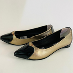 CALZADO CACHATINA - SANDALIA BALETA MUJER - ABBA - CUERO LUNA LISO X CHAROL NEGRO