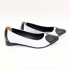CALZADO CACHATINA - SANDALIA BALETA MUJER - ABBA - CUERO BLANCO X NEGRO