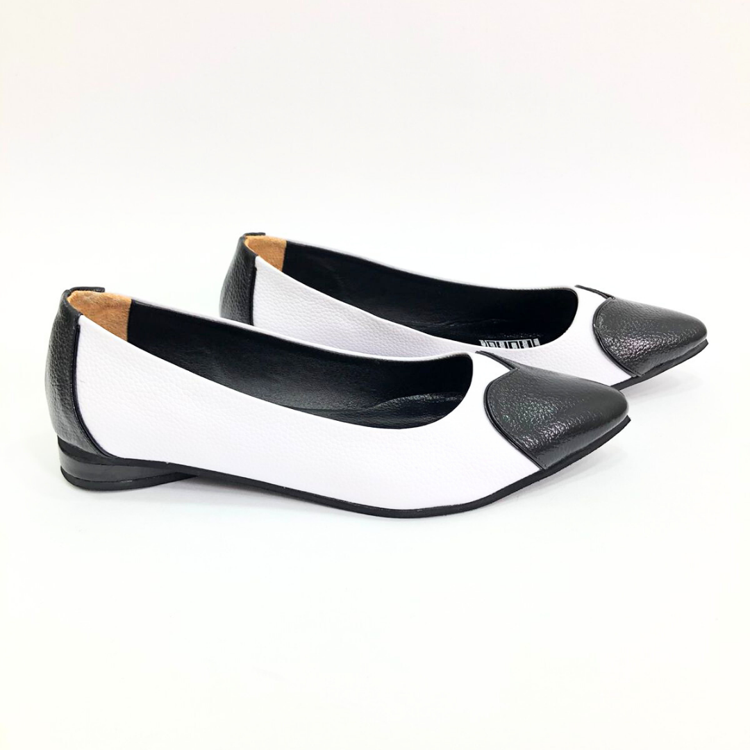 CALZADO CACHATINA - SANDALIA BALETA MUJER - ABBA - CUERO BLANCO X NEGRO