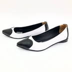 CALZADO CACHATINA - SANDALIA BALETA MUJER - ABBA - CUERO BLANCO X NEGRO