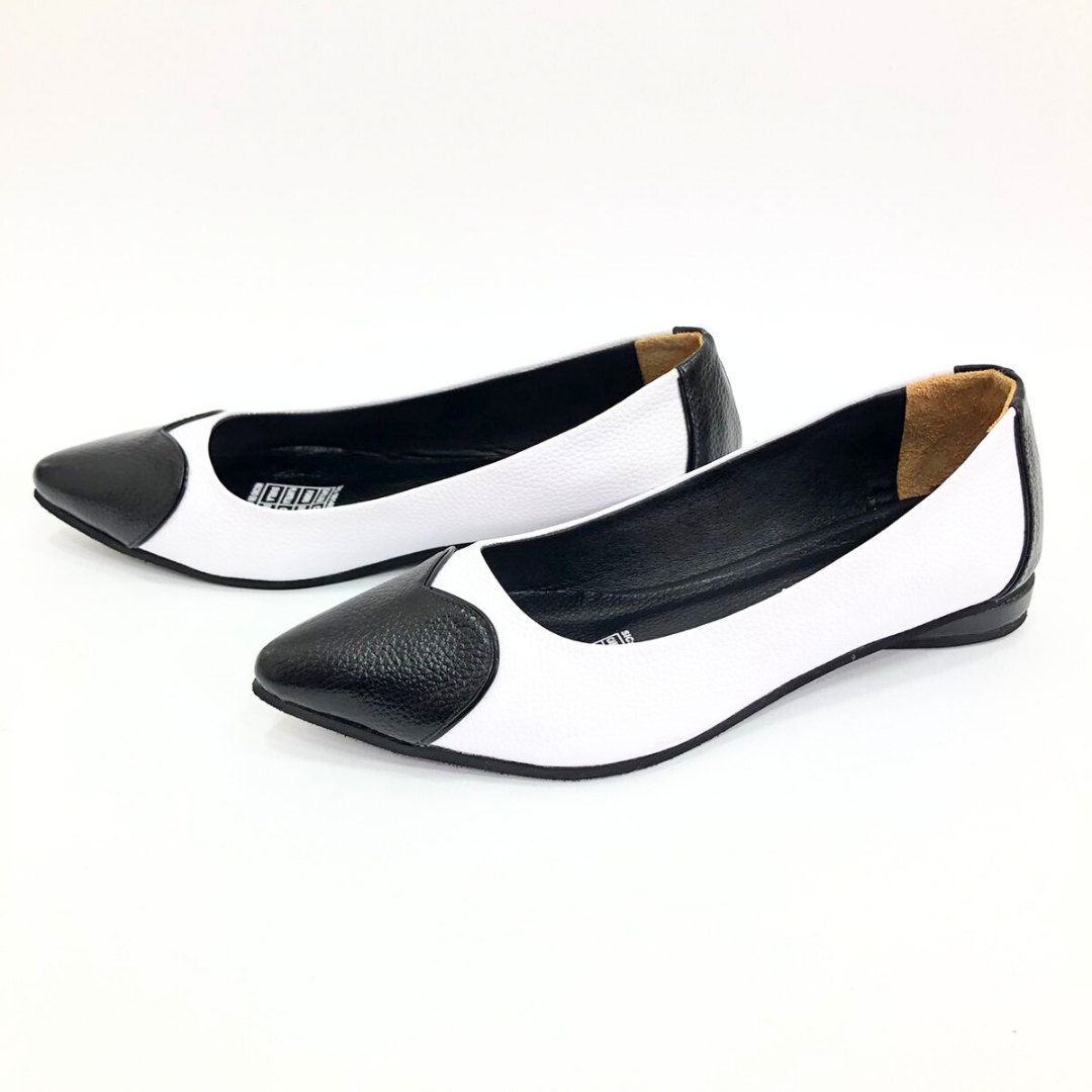 CALZADO CACHATINA - SANDALIA BALETA MUJER - ABBA - CUERO BLANCO X NEGRO