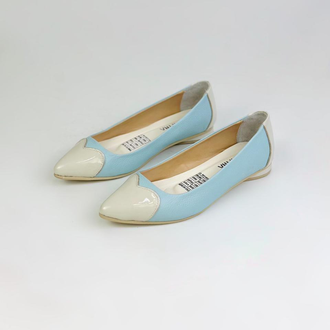 CALZADO CACHATINA - SANDALIA BALETA MUJER - ABBA - CUERO CHAROL TALCO X CELESTE