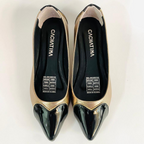 CALZADO CACHATINA - SANDALIA BALETA MUJER - ABBA - CUERO LUNA LISO X CHAROL NEGRO