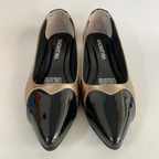 CALZADO CACHATINA - SANDALIA BALETA MUJER - ABBA - CUERO LUNA LISO X CHAROL NEGRO